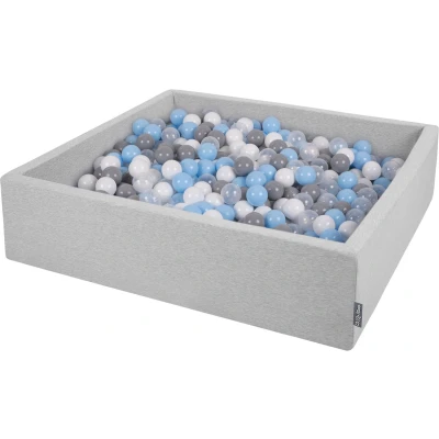 Afbeelding van KiddyMoon vierkant ballenbad 120x30cm/200 ballen ? 7cm vierkante ballenbakken voor baby&#039;s speelbad peuters, made in eu, lichtgrijs: grijs/wit/transparant/babyblauw
