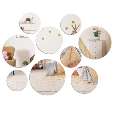Afbeelding van TXS Set van 9 ronde spiegelstickers Spiegeltegels Stickers Wanddecoratie Kleine acryl wandspiegel Voor badkamer, keuken, woonkamer