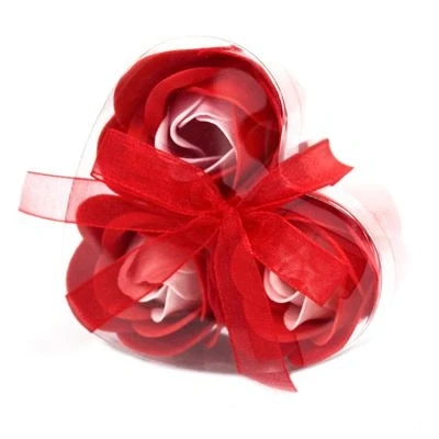 Image de Lot de 3 Roses Savon Boite Coeur Rouge