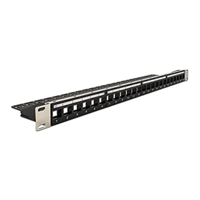 Afbeelding van Delock 19? Keystone Patch Paneel 24 Poort met Relief Rail zwart, Server accessoires, Zwart