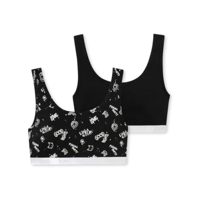 Afbeelding van Schiesser 2PACK Bustier voor kinderen, Maat: 152, Schwarz weiss