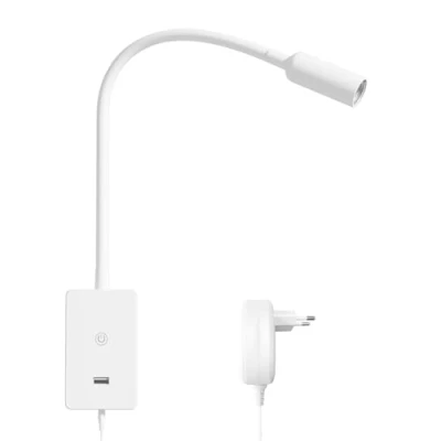 Afbeelding van ENUOTEK Spotlight dimbare leeslamp, led wandlamp, neutraal wit, 4000 K, 4 W, leeslamp met zwanenhals, voor bed USB oplaadpoort 2 A