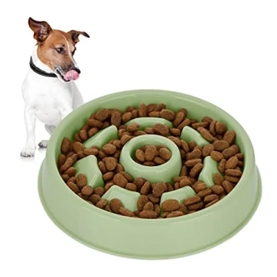 Afbeelding van Relaxdays anti schrokbak hond voerbak tegen schrokken eetbak 550 ml kleine hondenbak groen
