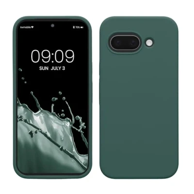 Afbeelding van kwmobile telefoonhoesje geschikt voor Google Pixel 9a Hoesje met siliconen coating Smartphone case in dennengroen