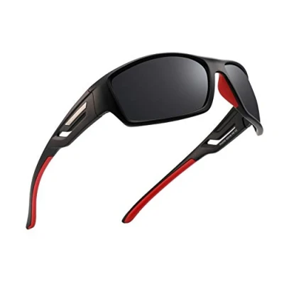 Afbeelding van PUKCLAR Lunettes de sport polarisées pour homme, protection UV400 catégorie 3, Cadre Noir C2 / Lentilles Grises, Cat L