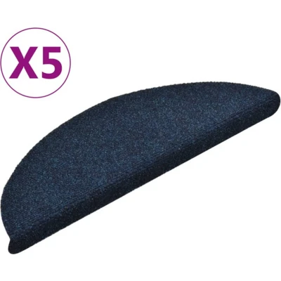 Afbeelding van vidaXL Trapmatten zelfklevend 5 st 56x17x3 cm naaldvilt marineblauw