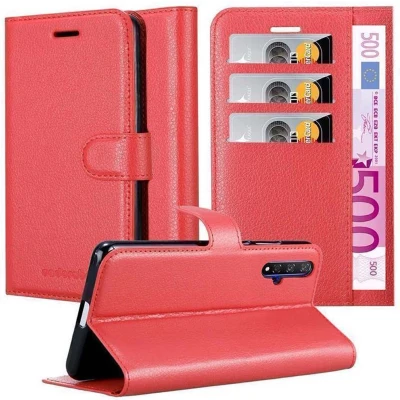 Afbeelding van Cadorabo Hoesje geschikt voor Honor 20 / 20S Huawei NOVA 5T in KARMIJN ROOD Beschermhoes met magnetische sluiting, standfunctie en kaartvakje Book Case Cover Etui