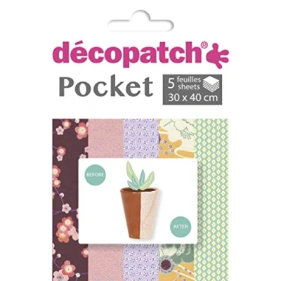 Afbeelding van Décopatch DP025C een zak met 5 vellen deco papier, bedrukt 30 x 40 cm, motieven asortis, zomer.
