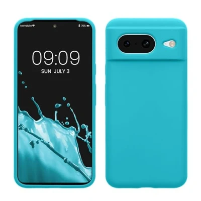 Afbeelding van kwmobile telefoonhoesje geschikt voor Google Pixel 8 Hoesje met siliconen coating Smartphone case in ijsblauw