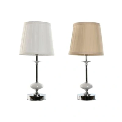 Afbeelding van Bureaulamp Home ESPRIT Wit Beige Metaal Porselein 25 W 220 V 20 x 44 cm (2 Stuks)
