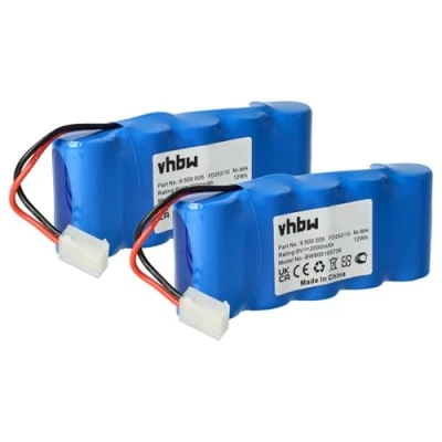 Afbeelding van 2 x accu Ni MH 2000 mAh (6 V) vhbw voor Bosch Roll Lift K10, K12, Rollfix D870E zoals 9 500 005, 9000163, FD252/10.