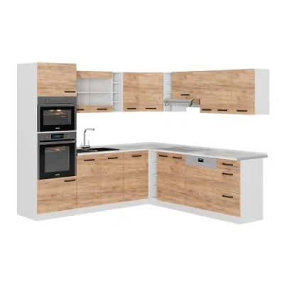 Afbeelding van Vicco Hoekkeuken R Line, Eik goud/wit/Wit, 237 x 247 cm zonder werkblad