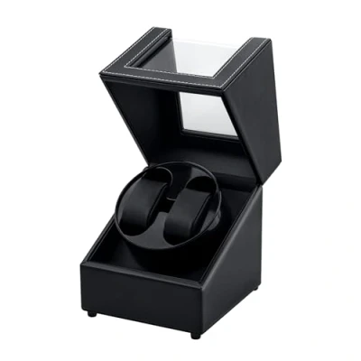 Afbeelding van Mcbazel Opwinder voor automatisch horloge, leer, dubbele horloge opwinder, USB DC het opladen van horloges, draaibaar, klok, stil, 2 draaimodi