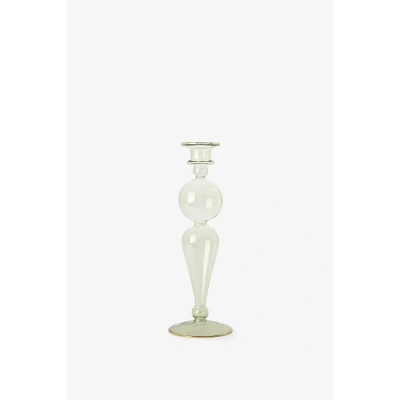 Afbeelding van Groene glazen kandelaar met gouden detail