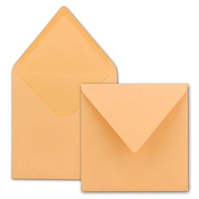 Afbeelding van FarbenFroh Set van 100 vierkante enveloppen abrikoos 15,5 x cm Zonder venster Met natte plakrand 110 g/m² voor uitnodigingskaarten bruiloft, verjaardag en meer