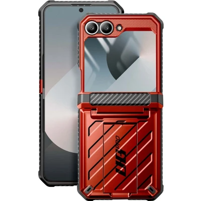 Afbeelding van SUPCASE Unicorn Beetle Pro Hoesje Geschikt voor Samsung Galaxy Z Flip 6 Stofdichte Case Met Ingebouwde Screenprotector Full Protect valbescherming Holster en Kickstand Rood