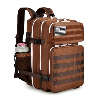 Afbeelding van Lovelinks21 Tactische rugzak van 45 liter, waterdicht, met Molle systeem, Donkerbruin, L, Dagrugzak