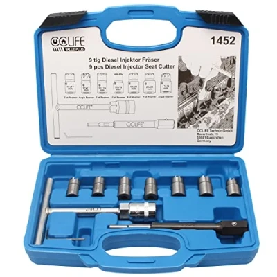 Afbeelding van CCLIE 10 stuks afdichtfreesset voor dieselinjectoren, CDI motor met T greep 15 x 19 mm en frezen 17, 18, 19, 20, 21 zeskantige aandrijfhouder