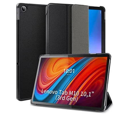 Afbeelding van DLveer Beschermhoes voor Lenovo Tab M10 3rd Gen 10,1 inch Ultradunne PU hoes met automatische slaap /wekfunctie (3e generatie) TB328FU/TB328XU, zwart
