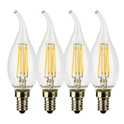 Afbeelding van SunSeed 4 x led filament, vlam, E14, 6 W, komt overeen met 60 warm wit, 2700 K