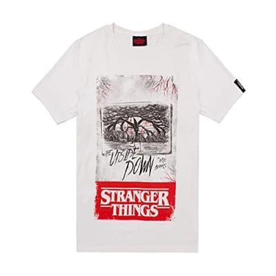 Afbeelding van Stranger Things The Upside Down Merchandise Mind Flayer T shirt voor heren, wit, Wit.