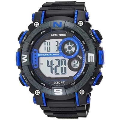 Afbeelding van Armitron Sport 40/8284 Herenhorloge, chronograaf, digitale armband van hars, Blauw, 53.5mm, digitaal, kwartsuurwerk