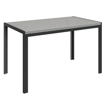 Afbeelding van Outsunny Rechthoekige tuintafel, eettafel voor 4 personen, van metaal en dienblad polyrotan polyrotan, afmetingen: 120 x 70 72 cm (l b h)