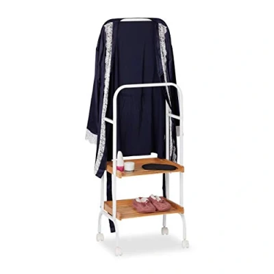 Afbeelding van Relaxdays dressboy kledingstandaard verrijdbaar kledingrek 2 etages dress boy