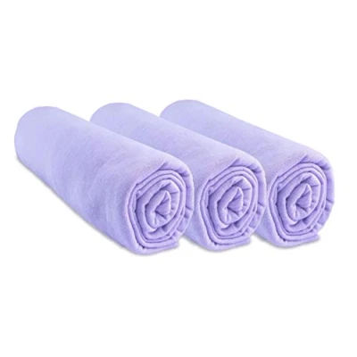 Image de Lot de 3 draps housse jersey coton 70x140 Couleur Parme