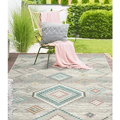 Afbeelding van Buitentapijt 160x230 Vintage voor balkon terras of tuin Rechthoekig robuust outdoor Vloerkleed weerbestendig en UV bestendi Binnen Buiten The Carpet Palma
