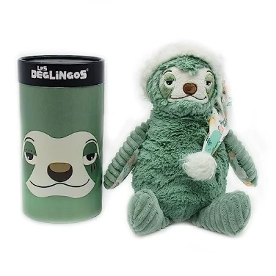Afbeelding van LES DEGLINGOS Grand Simply Chillos luiaard in doos groen ultrazacht pluche cadeau idee vanaf de geboorte te gebruiken 33 cm