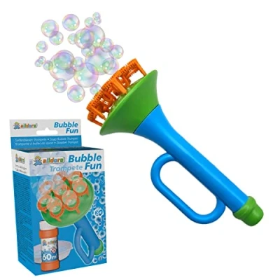 Afbeelding van alldoro 60623 Grappige zeepbellentrompet met zeepbellenvloeistof 60 ml en kom Multi Bubble Machine Trumpet ca. 15,2 x 6,5 cm Voor kinderen vanaf 3 jaar