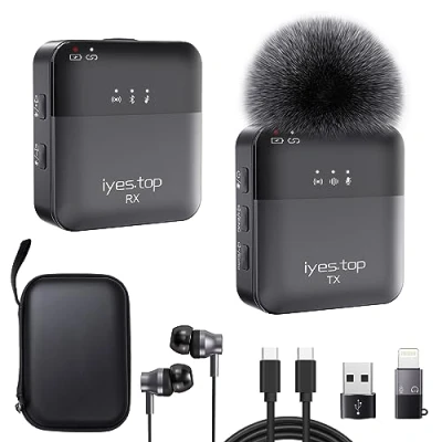 Afbeelding van Draadloze stropdasmicrofoon met real time monitoring/publiek, eending, begeleiding, nagalm, dempen, ruisonderdrukking, mini Bluetooth microfoon om vast te klikken voor iPhone, iPad, telefoon