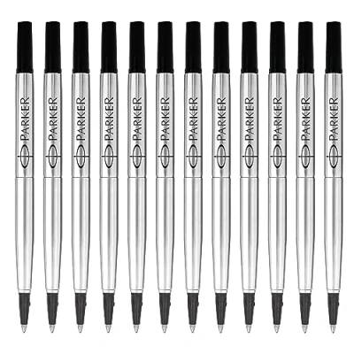 Afbeelding van Parker rollerball navulling medium punt QUINK zwarte inkt 12 stuks