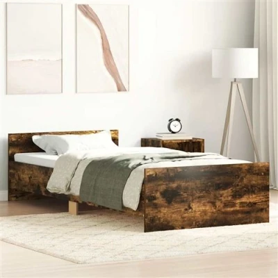 Image de vidaXL Cadre de lit sans matelas chêne fumé 90x200cm bois d&#039;ingénierie