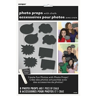 Afbeelding van Unique Party 63566 leisteenaccessoires voor fotocabine, 8 stuks