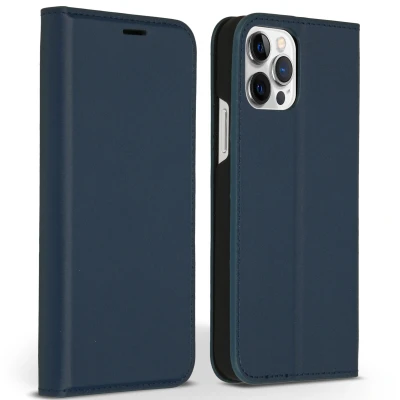 Afbeelding van Accezz Hoesje Geschikt voor iPhone 12 Pro / Met Pasjeshouder Premium Leather Slim Bookcase Donkerblauw