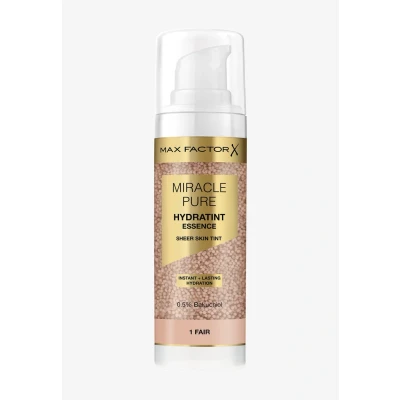 Afbeelding van Max Factor Miracle Pure Hydratint Essence Foundation, 1 Fair, tot 24 uur hydratatie, 71% formule op waterbasis, natuurlijke dekking, veganistische