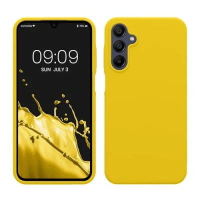 Afbeelding van kwmobile telefoonhoesje geschikt voor Samsung Galaxy A15 5G Hoesje met siliconen coating Smartphone case in stralend geel