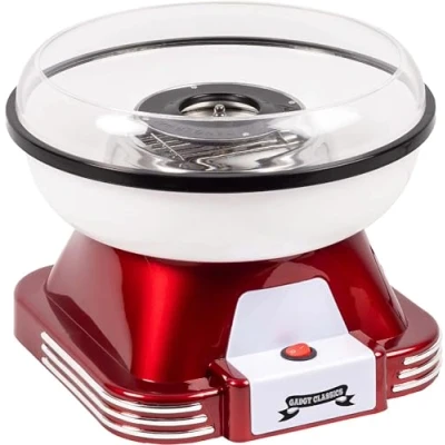 Afbeelding van Gadgy Suikerspinmachine Retro, met 10 Stokjes en Maatlepel Suikerspinmakers Snoep Kinderfeestje Suikerspin Suiker Cotton Candy