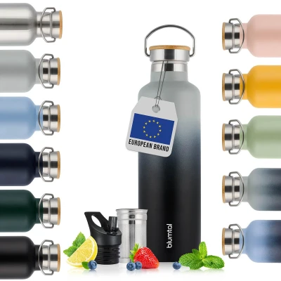 Afbeelding van Blumtal Thermosfles 750 ml Dubbelwandige Drinkfles BPA Vrij Theefles Thermos Grijs en Zwart