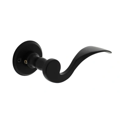 Afbeelding van Deurklink zwart Lepel met rozet Ø50x5 mm en schroefgaten