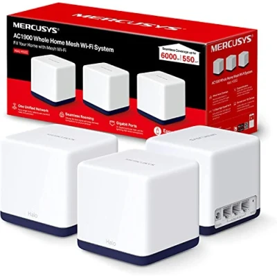 Afbeelding van Mercusys AC1900 Mesh wifi, wifi uitbreiding voor het hele huis dekt tot 550 m², verbindt meer dan 100 apparaten, dual band eenvoudige bediening via app, Halo H50G (3 stuks)
