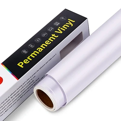Afbeelding van permanent klevend vinyl, 30,5 cm x 305 cm, vinylrol, waterdicht, voor Cricut, Silhouette Cameo, stickers, decoraties (mat wit)