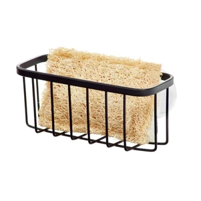 Image de InterDesign iDesign Gia porte éponge, rangement évier en métal avec revêtement inoxydable, range eponge, noir mat