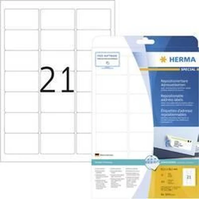 Afbeelding van Herma 5074 Adresetiketten 63.5 x 38.1 mm Papier Wit 525 stuk(s) Weer verwijderbaar Inkjet, Laser (zwart/wit), (kleur), Kopiëren