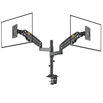 Afbeelding van Ergosolid Robuuste draaibare bureauhouder met gasveer voor twee LCD led monitoren 22 32 inch, VESA 75 mm en 100 tot 2 x 12 kg