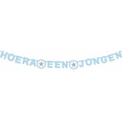 Afbeelding van Letterslinger &#039;&#039;Hoera een jongen&#039;&#039; blauw