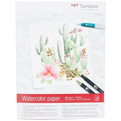 Afbeelding van Tombow Aquarelblok 24x32cm 300gr roomwit 15vl PB AQUA