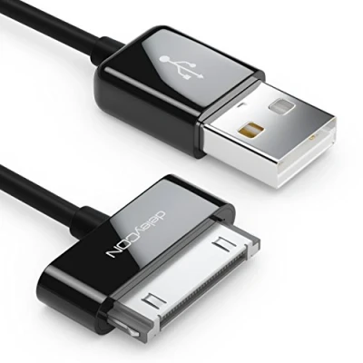 Afbeelding van deleyCON 0,5 m USB kabel 30 polige dockconnector synchronisatiekabel opladen en gegevens compatibel met 4s 4 3G iPad iPod zwart